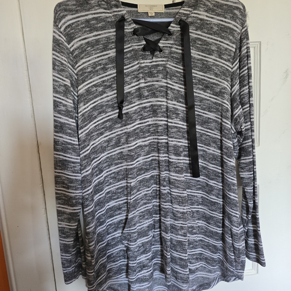 Striped Gray Hoodie Sweatshirt